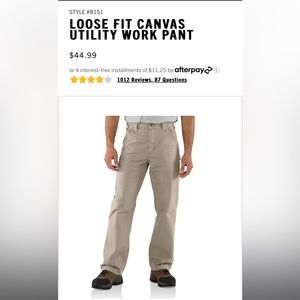 LOOSE FIT CANVAS UTILITY WORK PANT